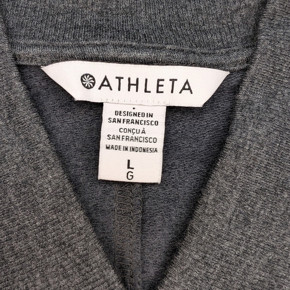 Athleta Clarity V-Neck Sweatshirt Womens Large Athleisure Cozy Black Heather NWT - Picture 4 of 14